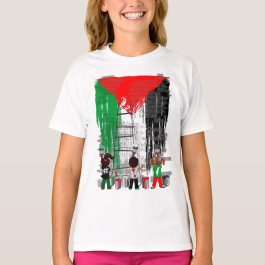 Children of Gaza Painting Palestine Flag  T-shirt (Voorkant)