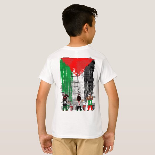 Children of Gaza Painting Palestine Flag  T-shirt (Achterkant volledig)