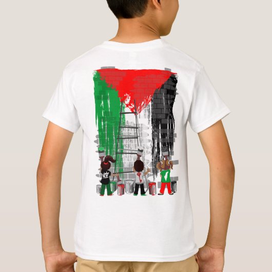 Children of Gaza Painting Palestine Flag T-shirt (Achterkant)