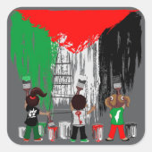 Children of Gaza Painting Palestine Flag  Vierkante Sticker (Voorkant)
