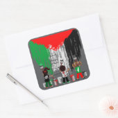 Children of Gaza Painting Palestine Flag  Vierkante Sticker (Envelop)