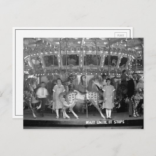 Children Riding Carousel, 1925 Briefkaart (Voorkant / Achterkant)