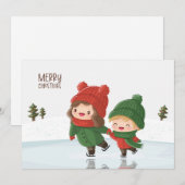 Children skating on ice at Christmas Feestdagenkaart (Voorkant / Achterkant)