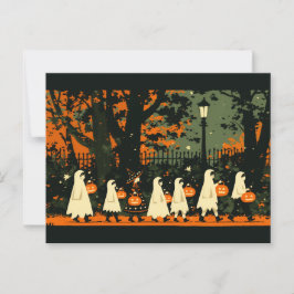 Children Trick or Treating on Halloween Night Briefkaart