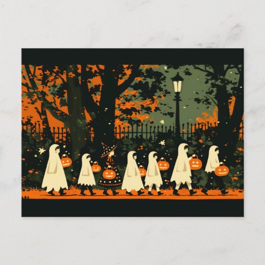 Children Trick or Treating on Halloween Night Briefkaart (Voorkant)