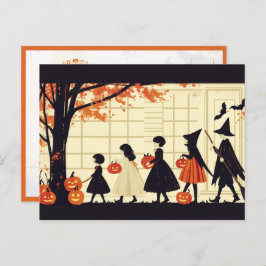 Children Trick or Treating on Halloween Night Briefkaart