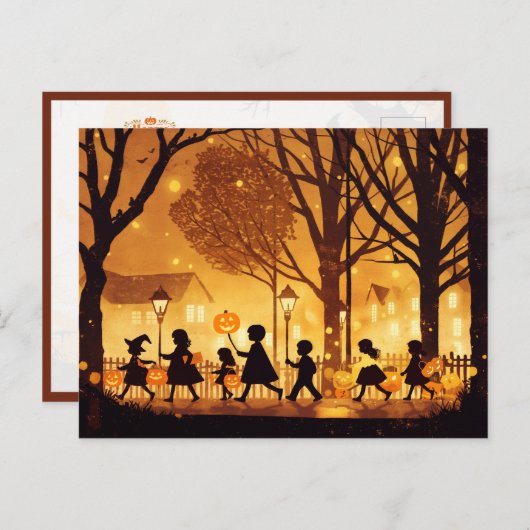 Children Trick or Treating on Halloween Night Briefkaart (Voorkant / Achterkant)