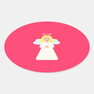 Childrens Angel met Heart Wings en Halo Ovale Sticker