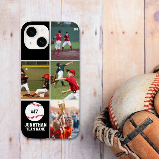 Children's Baseball Team Photo Collage Black Case-Mate iPhone Case