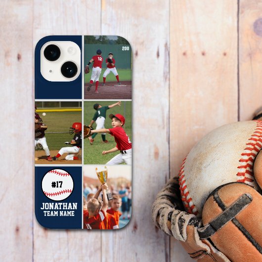 Children's Baseball Team Photo Collage Blue Case-Mate iPhone Case