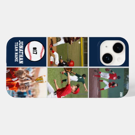 Children's Baseball Team Photo Collage Blue Case-Mate iPhone Case (Achterkant (horizontaal))