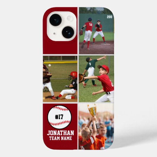 Children's Baseball Team Photo Collage Red Case-Mate iPhone Case (Achterkant)