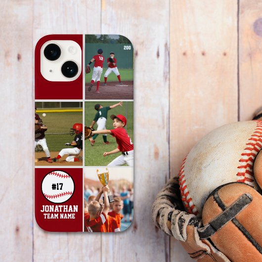 Children's Baseball Team Photo Collage Red Case-Mate iPhone Case