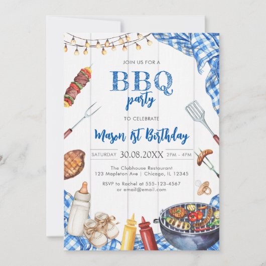 Children's BBQ Birthday Invitation Kaart (Voorkant)