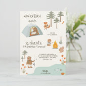 Children's birthday Invitation in camping vibes  Kaart (Staand voorkant)