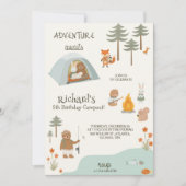 Children's birthday Invitation in camping vibes  Kaart (Voorkant)