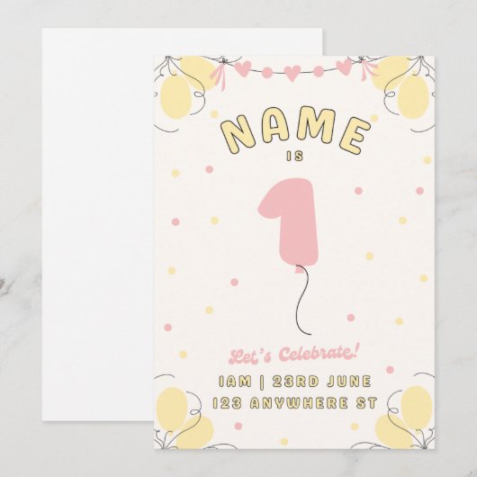 Children's birthday save the date (Voorkant / Achterkant)