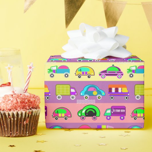 Children's bright colorful cars for boys  cadeaupapier (Verjaardagsfeest)