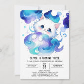 Children's Cat bewerkbare verjaardag Kaart (Voorkant)