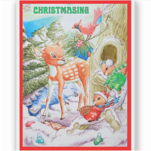 Childrens Christmas Custom-Cut Vinyl Sticker (Voorkant)