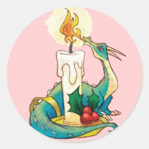 Children's Christmas Dragon-Stickers Ronde Sticker