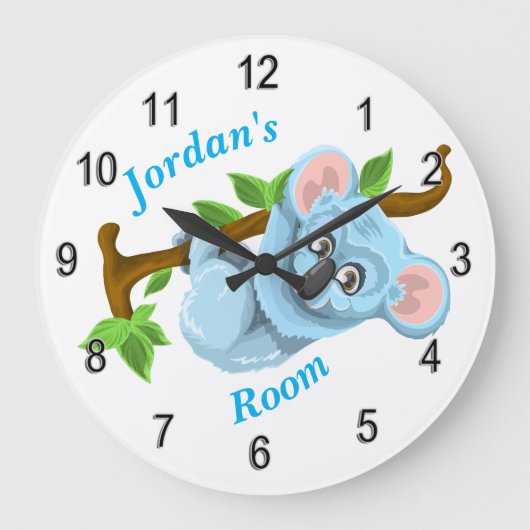 Children's Clock Cute Koala Bear Grote Klok (Voorkant)