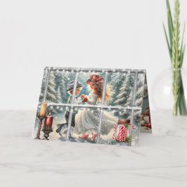 Children's Cowboy Christmas Waltz Christmas Card Feestdagen Kaart