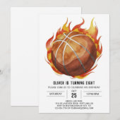 Children's Custom Chique Basketbal Verjaardag Kaart (Voorkant / Achterkant)