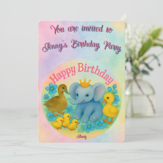 Children's Customizable Birthday Invitations  Kaart (Staand voorkant)