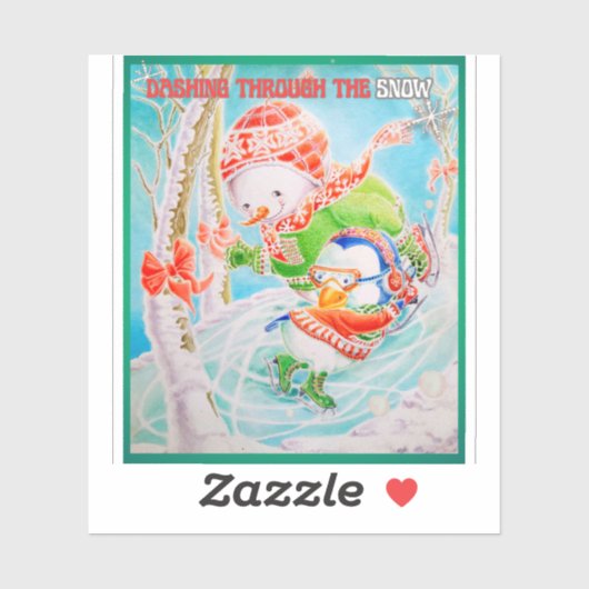 CHILDREN'S DASHING THROUGH THE SNOW  STICKER (Vel)