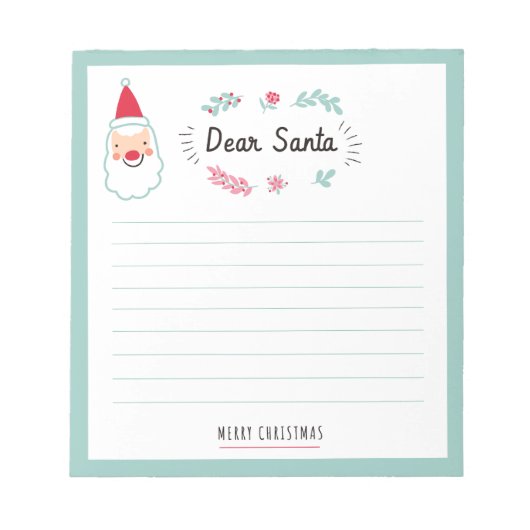Childrens Dear Santa Notepad Notitieblok (Voorkant)