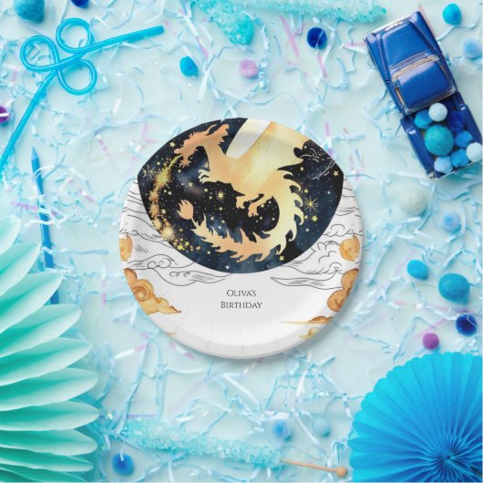 Children's Enchanted Dragon Verjaardag Papieren Bordje (Feest)