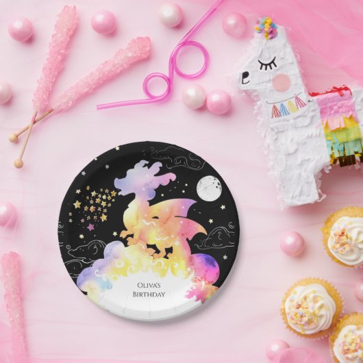 Children's Enchanted Dragon Verjaardag Papieren Bordje (Feest)