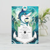 Children's Fun Waterverf Haai Verjaardag Kaart (Staand voorkant)