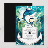 Children's Fun Waterverf Haai Verjaardag Kaart (Voorkant / Achterkant)