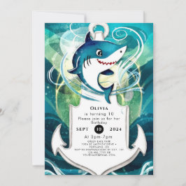 Children's Fun Waterverf Haai Verjaardag Kaart