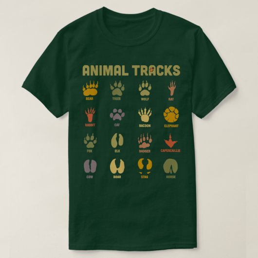 Childrens Kids Wild Animal Tracks Childrens Learni T-shirt (Design voorkant)