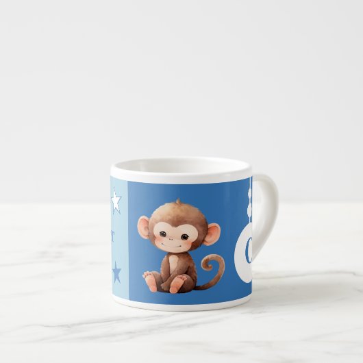 Children's monkey mok gepersonaliseerde naam blauw (Voorkant rechts)