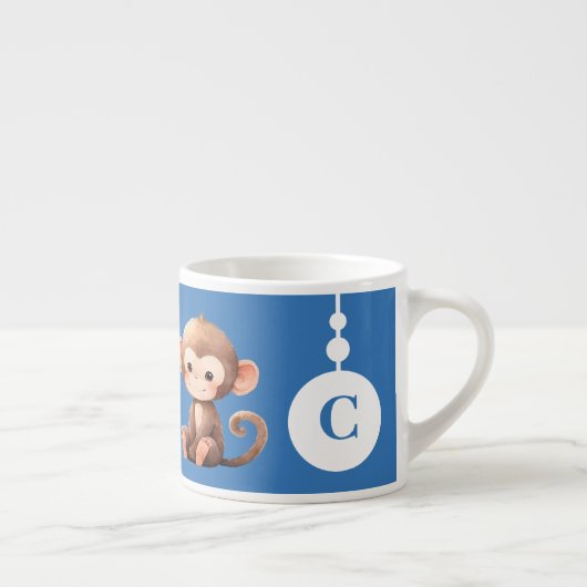 Children's monkey mok gepersonaliseerde naam blauw (Rechts)