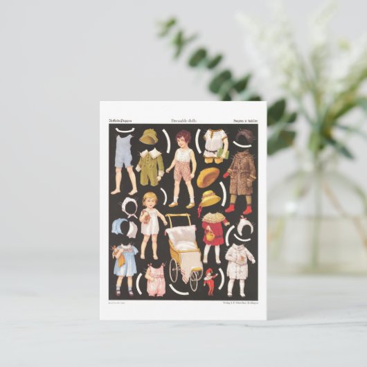  Children's Paper Dolls Briefkaart (Staand voorkant)