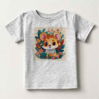 Children's playful animal project t-shirt, vector.