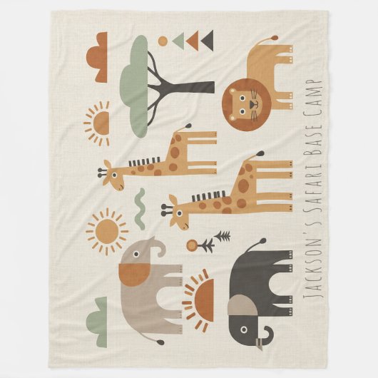 Children's Playful Safari Adventure ID1268 Fleece Deken (Voorkant)