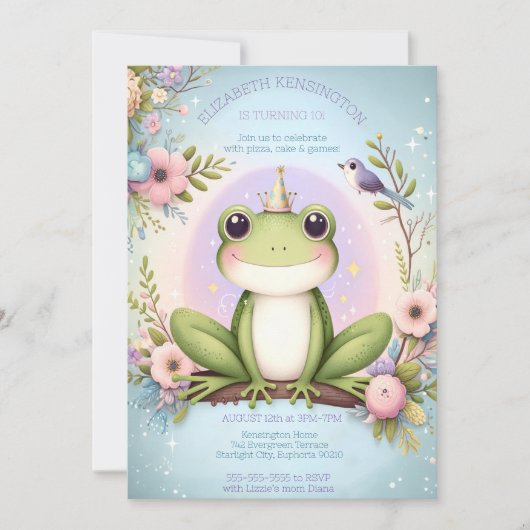 Children's Princess Frog Leuk Verjaardagsfeest Kaart (Voorkant)