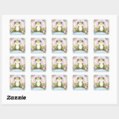 Children's Princess Frog Leuk Verjaardagsfeest Vierkante Sticker (Vel)