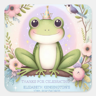 Children's Princess Frog Leuk Verjaardagsfeest Vierkante Sticker