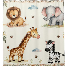 Children's Safari Baby Animal Shower Curtain Douchegordijn