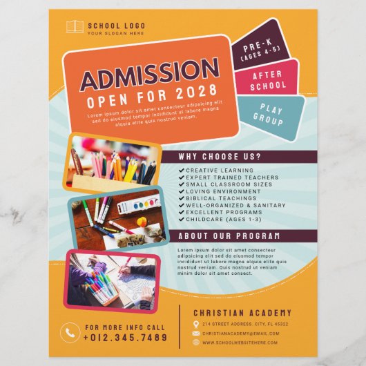 Children's School Admission Advertentie Foto Flyer (Voorkant)