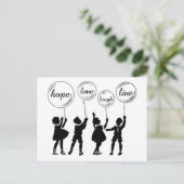 Childrens Silhouette Inspirerend woorden Balloons Briefkaart (Staand voorkant)
