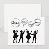 Childrens Silhouette Inspirerend woorden Balloons Briefkaart (Voorkant / Achterkant)