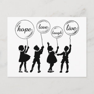 Childrens Silhouette Inspirerend woorden Balloons Briefkaart